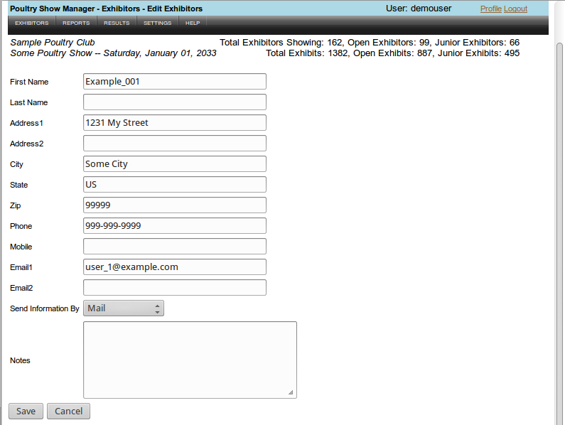 poultry show exhibitors main screen